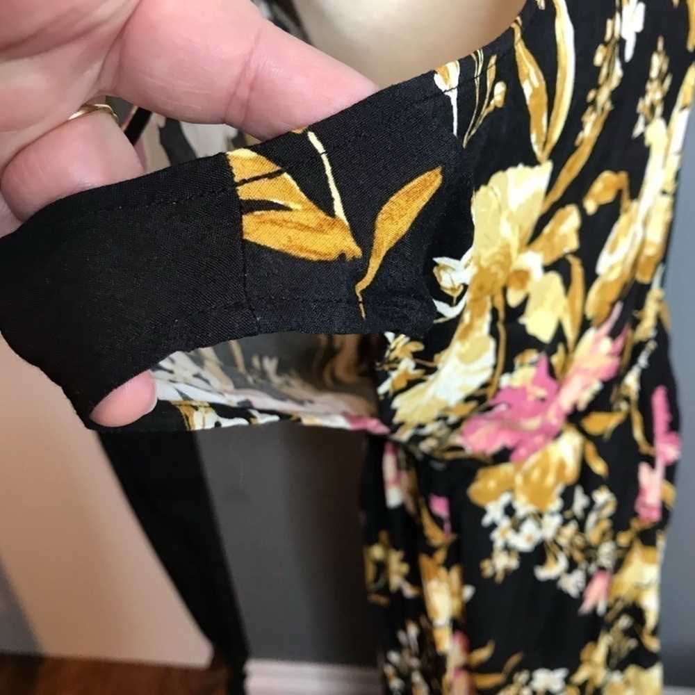Leith Floral Cold Shoulder Midi Dress in pink floral size large - Picture 9 of 10